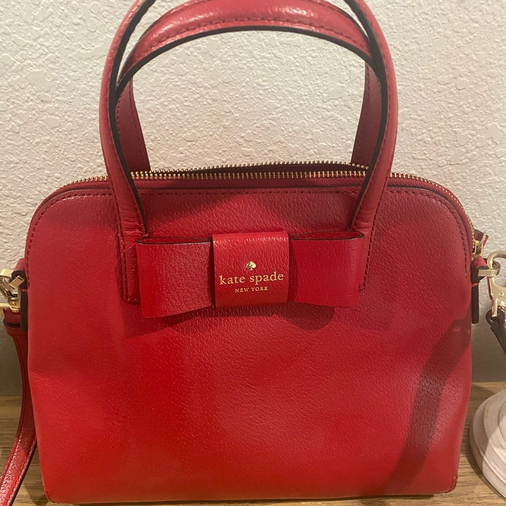 Kate Spade Top Handle bag with cross body strap. GORGEOUS RED COLOR!